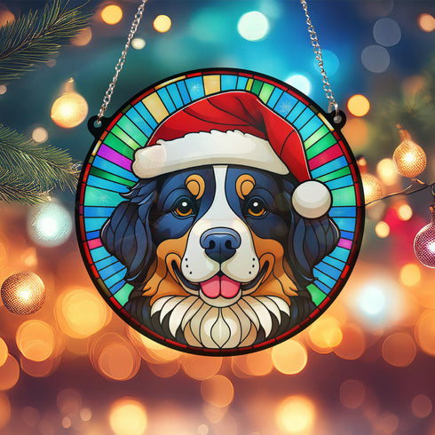 Bernese Mountain Dog Christmas Suncatcher